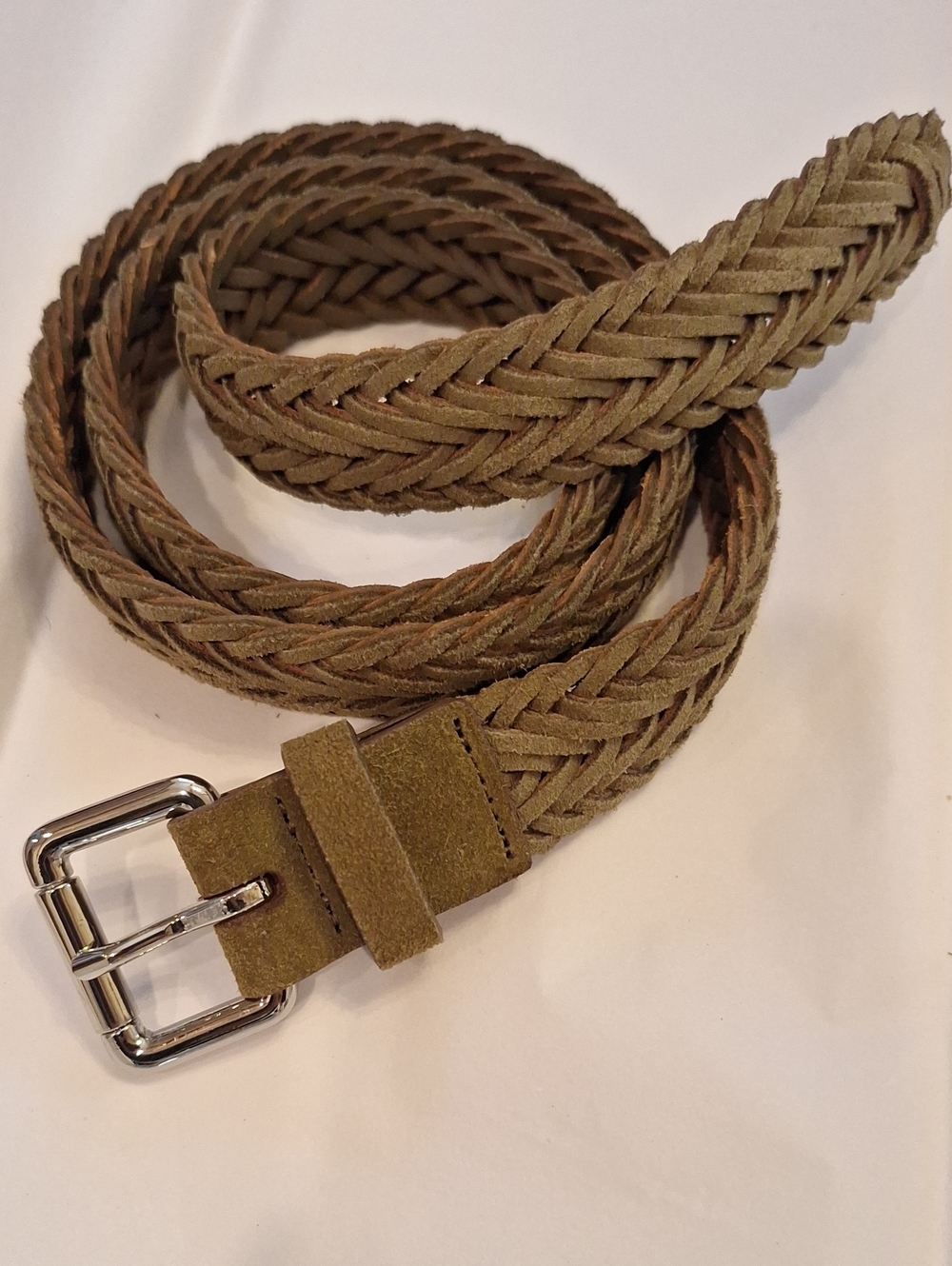 Banana Republic unisex Braided Suede Belt - Olive